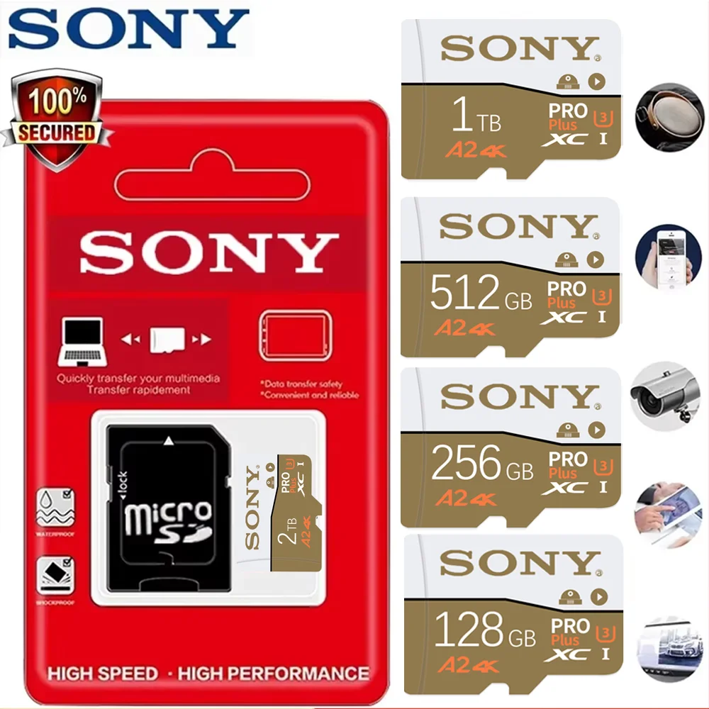 Carte mémoire SONY MiniSD avec adaptateur 2 to 1 to 512 go 256 go 128 go 64 go carte Flash TF pour le stockage de cartes numériques