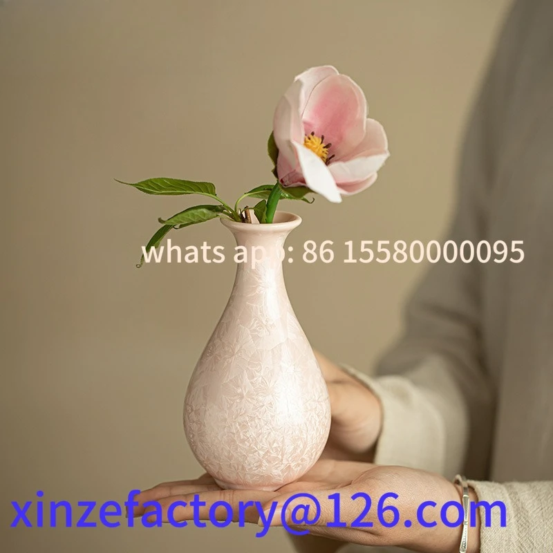 

Customizable Kiln Fambe Crystalline Glaze Pink Vase Boutique Hydroponics Flower Basket Plant Pot Flowerpot Tea Ceremony Equipmen