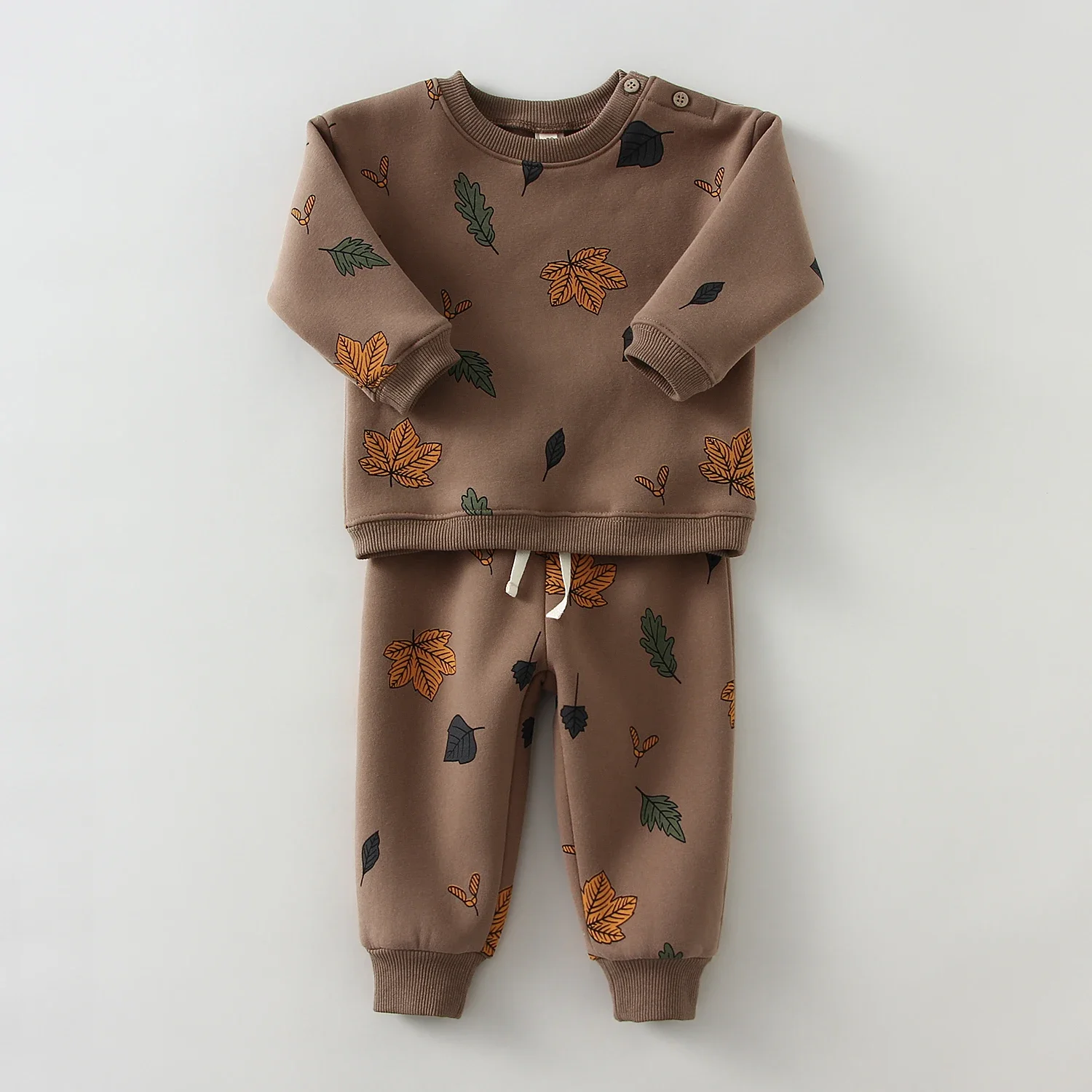 Thicken Printed Baby Outfits Autumn Winter Fleece Sweatshirt Top + Pants 2Pcs Toddler Boys Girl Clothes Sets