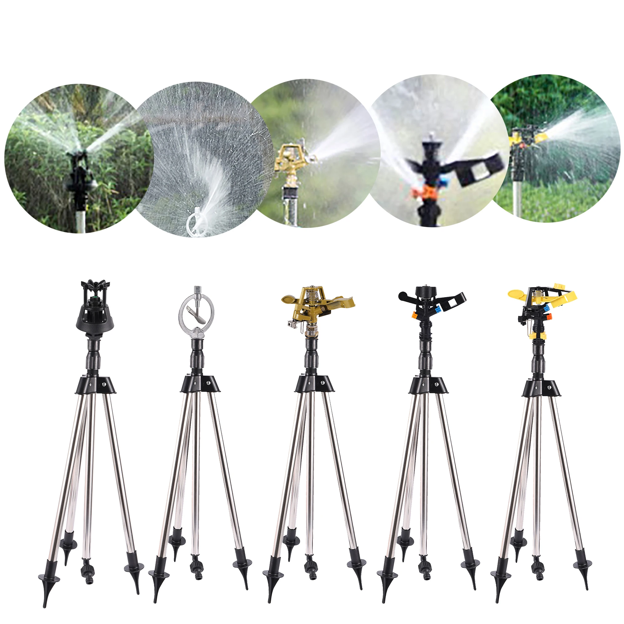 360° Rotating Rocker Impact Sprinkler with Telescopic Tripod Bracket Garden Lawn Farm Crop Greenhouse Orchard Irrigation Waterin