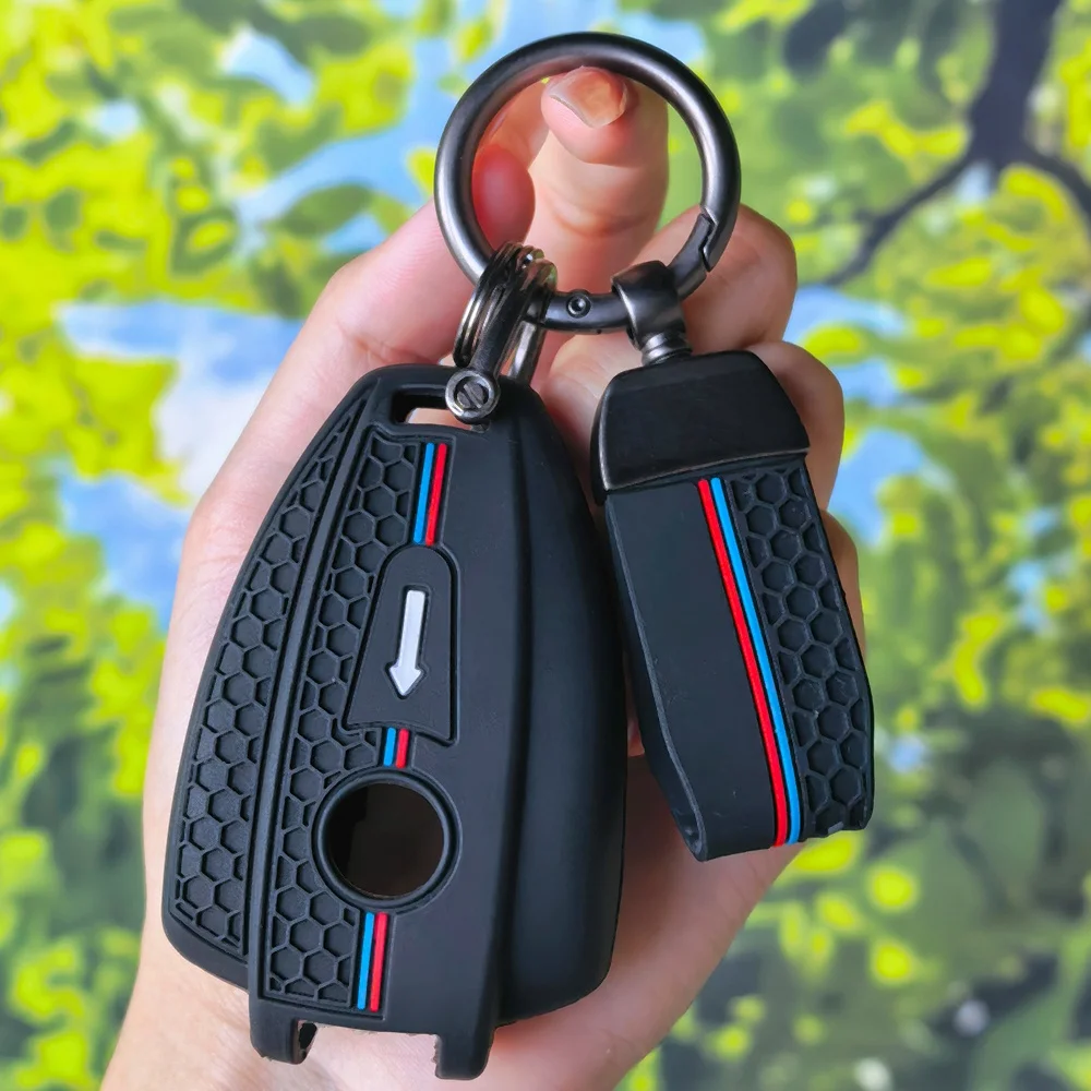 Fashion Honeycomb Grain Motorcycle Key Fob Cover With Keychain For BMW R18 2020‑2024 R18B Bagger R18 Transcontinental Protector