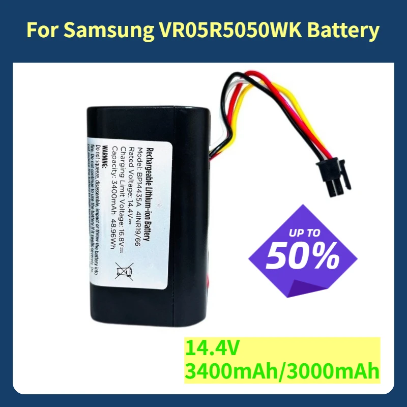 

14.4V 3400mAh/3000mAh Model Rechargeable Battery for Samsung VR05R5050WK