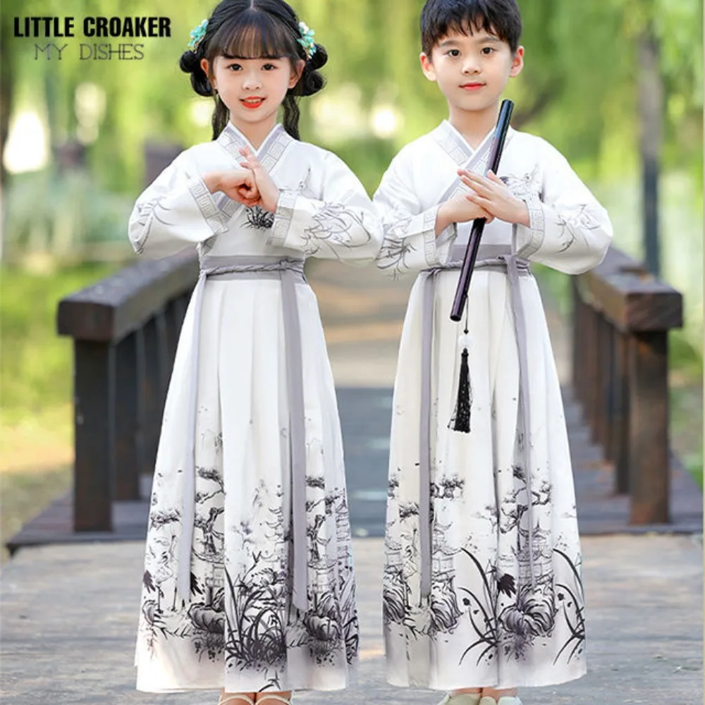 

Kids Chinese Hanfu Costume - Traditional Ancient Outfit for Boys & Girls, Performance Clothes for Children Book Recital