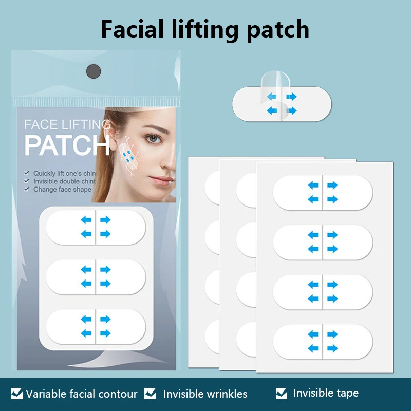 Impermeável V Face Maquiagem Fita Adesiva, Invisível Respirável Elevador, Face Adesivo, Levantamento, Apertar o Queixo, 12Pcs, 3 Folhas