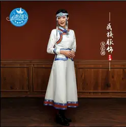 White Dress Performance Dance Dress Women's Wedding Mongolian Robe Red