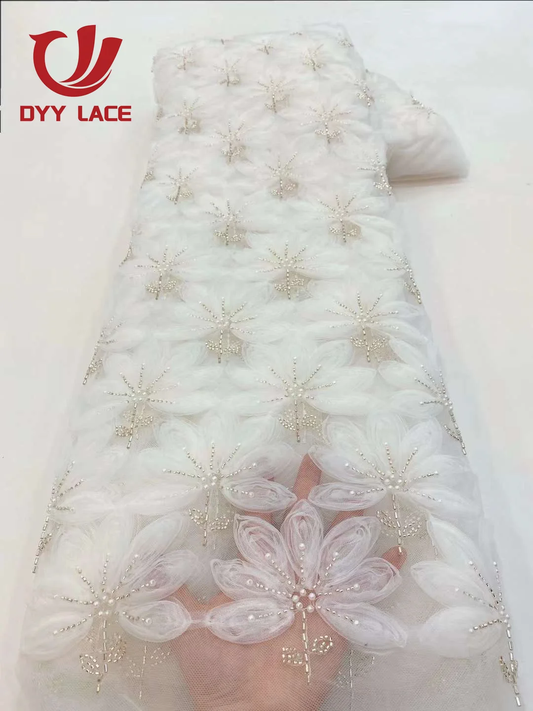 

Elegant African Embroidery Beaded Groom Tube French Lace Nigerian Beads Sequins Lace Fabric For Wedding Party Dress Sew 5 Yards
