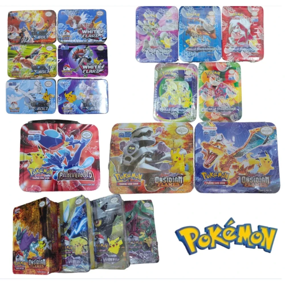 

Популярные 41/42/48/68/118/210 шт. железная металлическая коробка Покемон боевые игрушки OBSIDIAN FLAMES случайная коробка коллекционные игрушки торговые игры карты