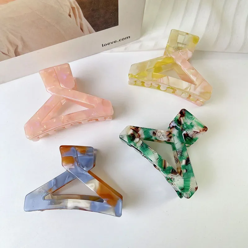 * جديد المتخصصة تصميم الرجعية 6.5 سنتيمتر الثلاثي الجوف الملونة العنب كليب عالية الجودة حمض الخليك القرش كليب إكسسوارات الشعر