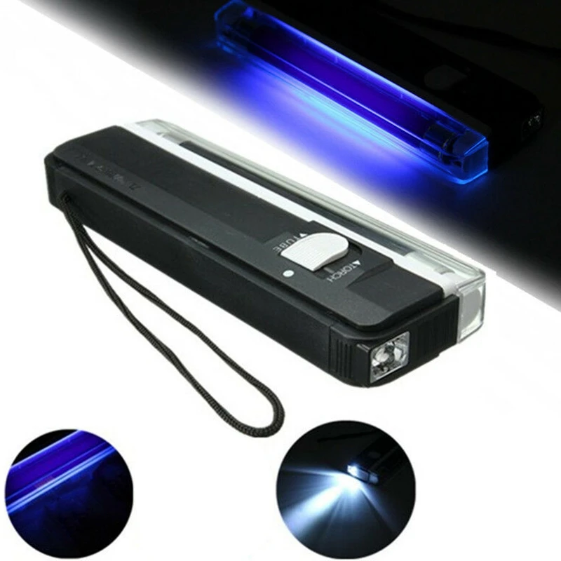 Handheld Uv Black Light Ultraviolet Lamp with Torch Portable Money Detector 2In1 F