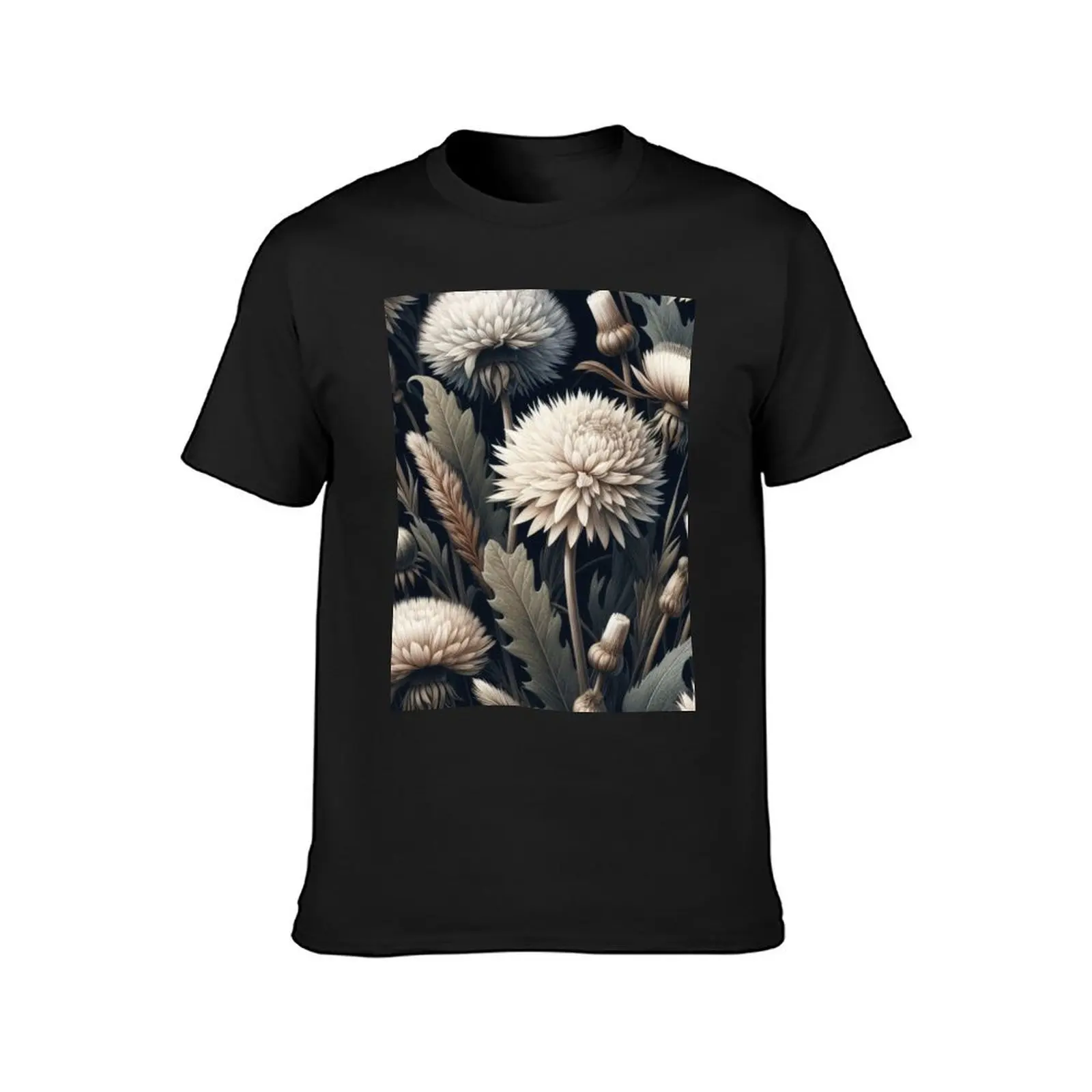 dandelions white flowers patterns Background floral T-Shirt plain customs design your own t shirts for men pack