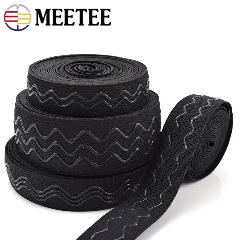 2/5/10Meters Non-slip Elastic Band 2-4cm Wave Rubber Tape Garment Sport Pants Belt Underwear Shoulder Strap DIY Sewing Accessory