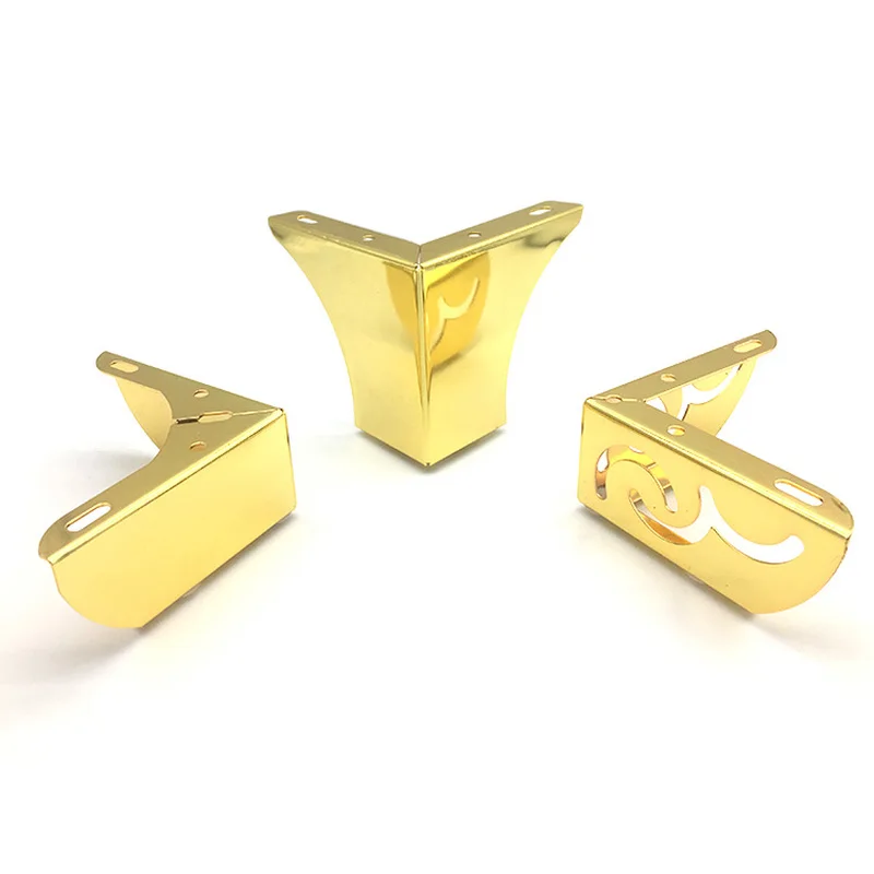 4 Stuks Metalen Meubelen Ondersteuning Benen Met Rubber Voeten Pad Gesneden Decal Decoratieve Tafel Kast Voet Sofa Meubels Niveau Hardware