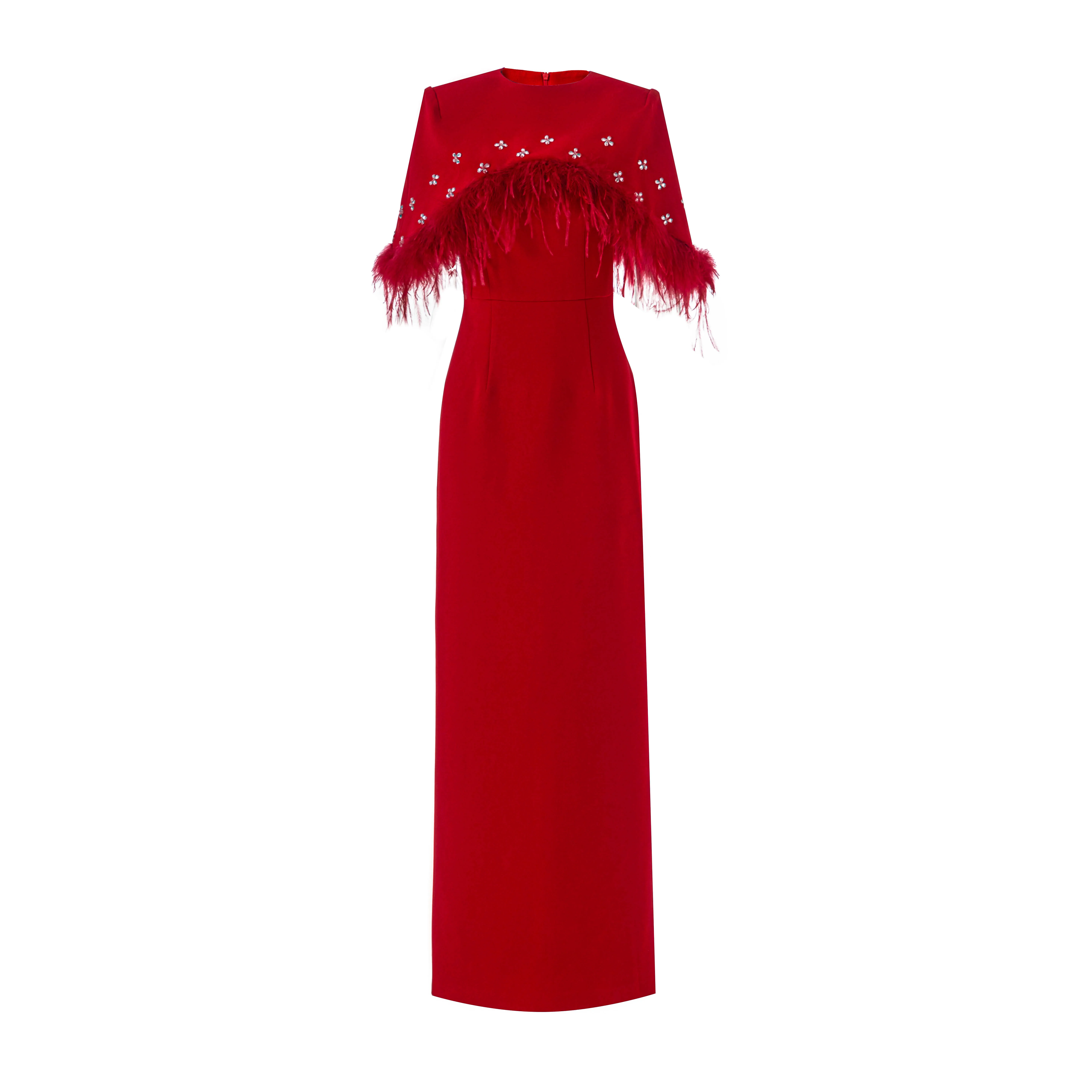 فستان عيد الميلاد أنيق من الريش المقسم للنساء بأكمام عباءة تونك مرقع بقصة ضيقة من الماس للحفلات المسائية ropa mujer #2