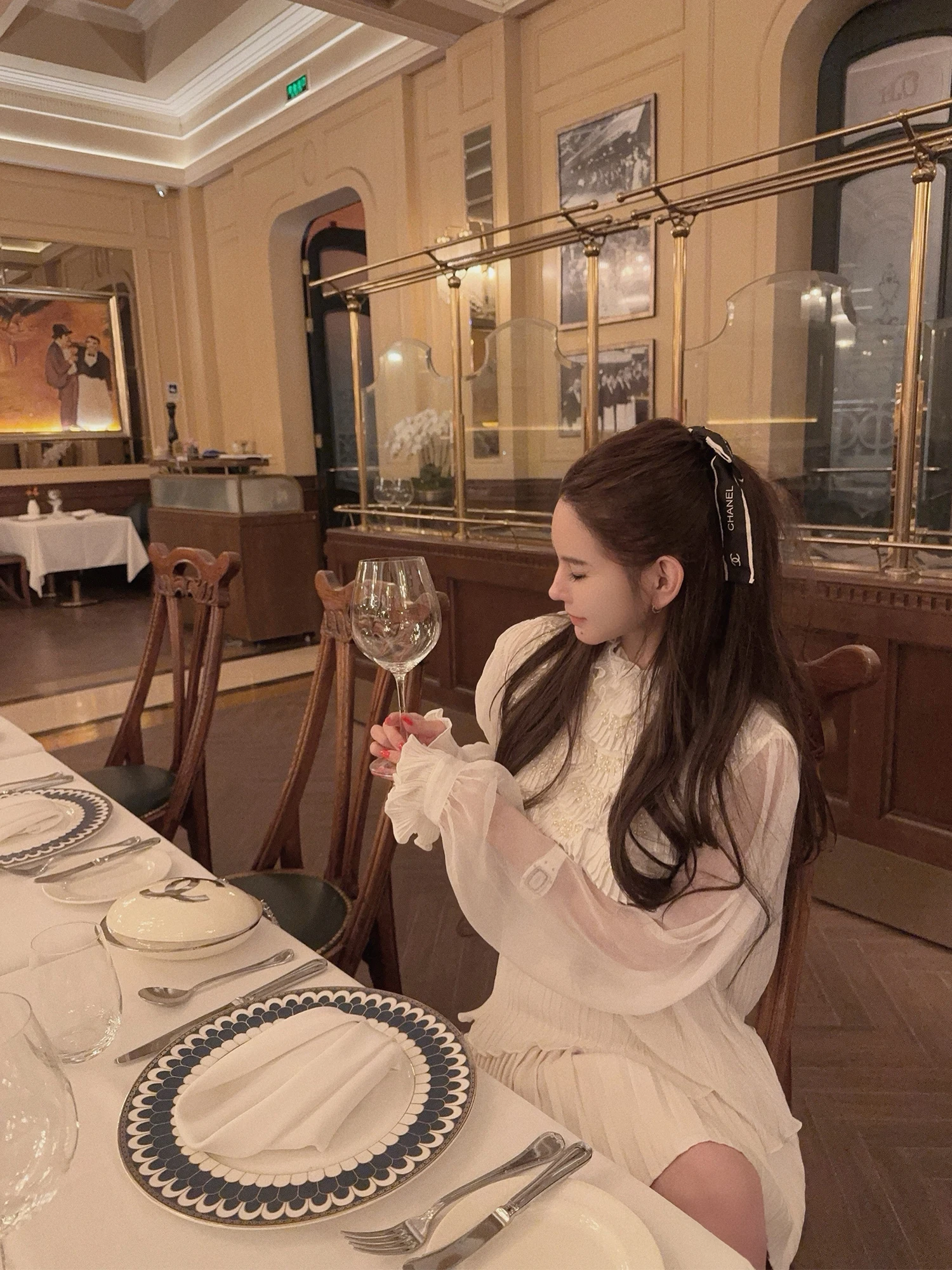 

Zhaochencen Heavy Industry Pearl Fan Pleated irt Women's New 2025 Retro Court Sle Lantern Sve Top French Sle Polyest...