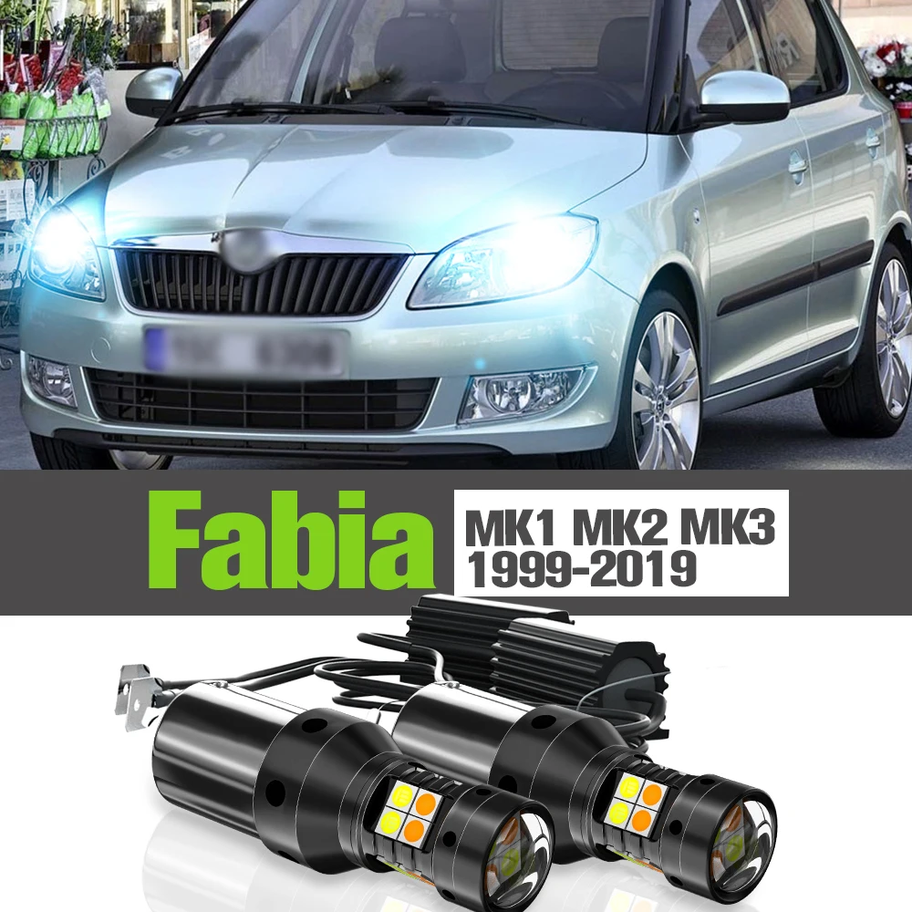 

2x LED Dual Mode Turn Signal+Daytime Running Light DRL Accessories Lamp For Skoda Fabia 1 2 3 MK1 MK2 MK3 1999-2019 2008 2014