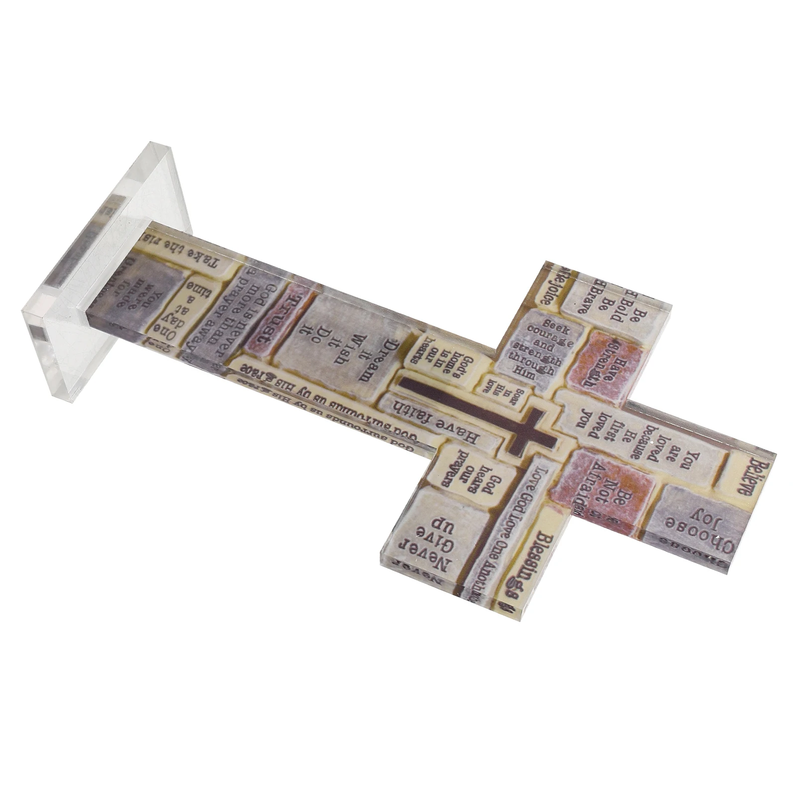 

Inspirational Cross Decor Acrylic Motivational Quotes Desk Statue Clear Patterns Long Use Office Party DIY