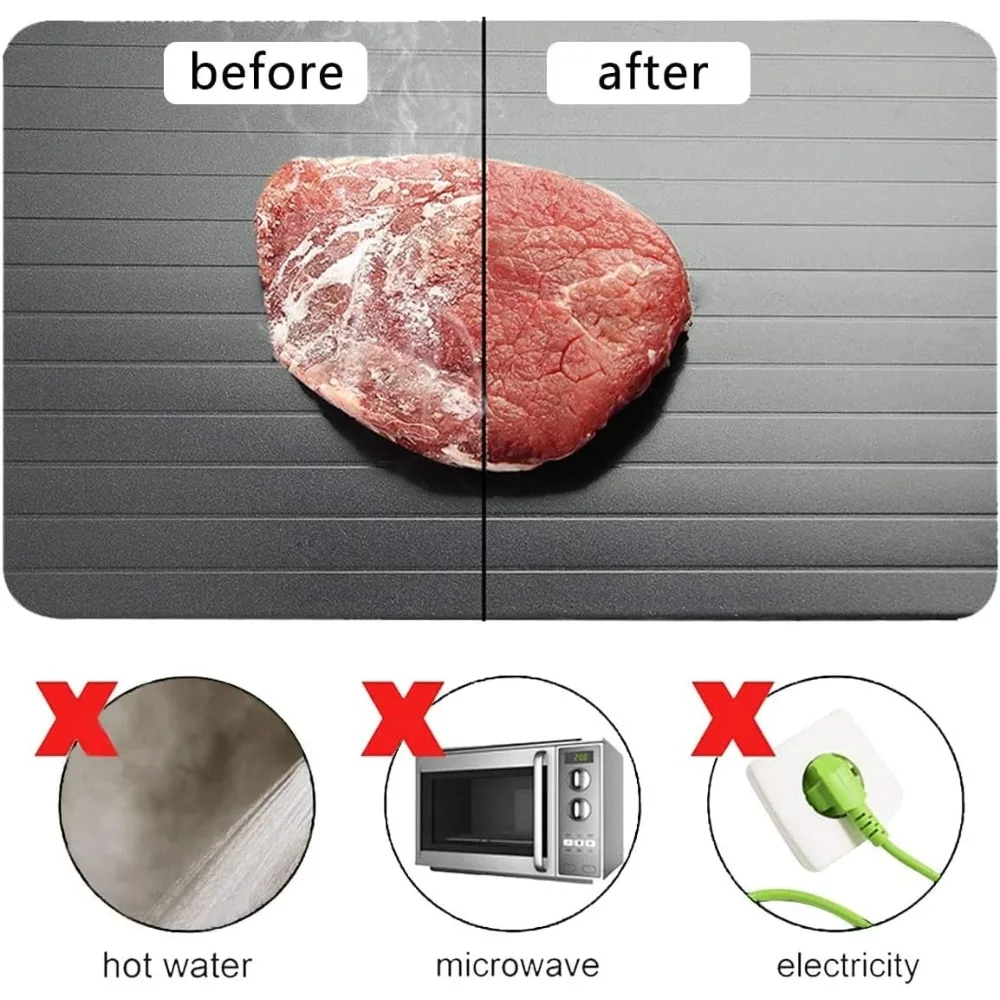 Fast Defrost Tray Aluminum Thawing Tray Non Stick Meat Defroster Plate for Fish Chicken Fruit and Vegetables Kitchen Supplies