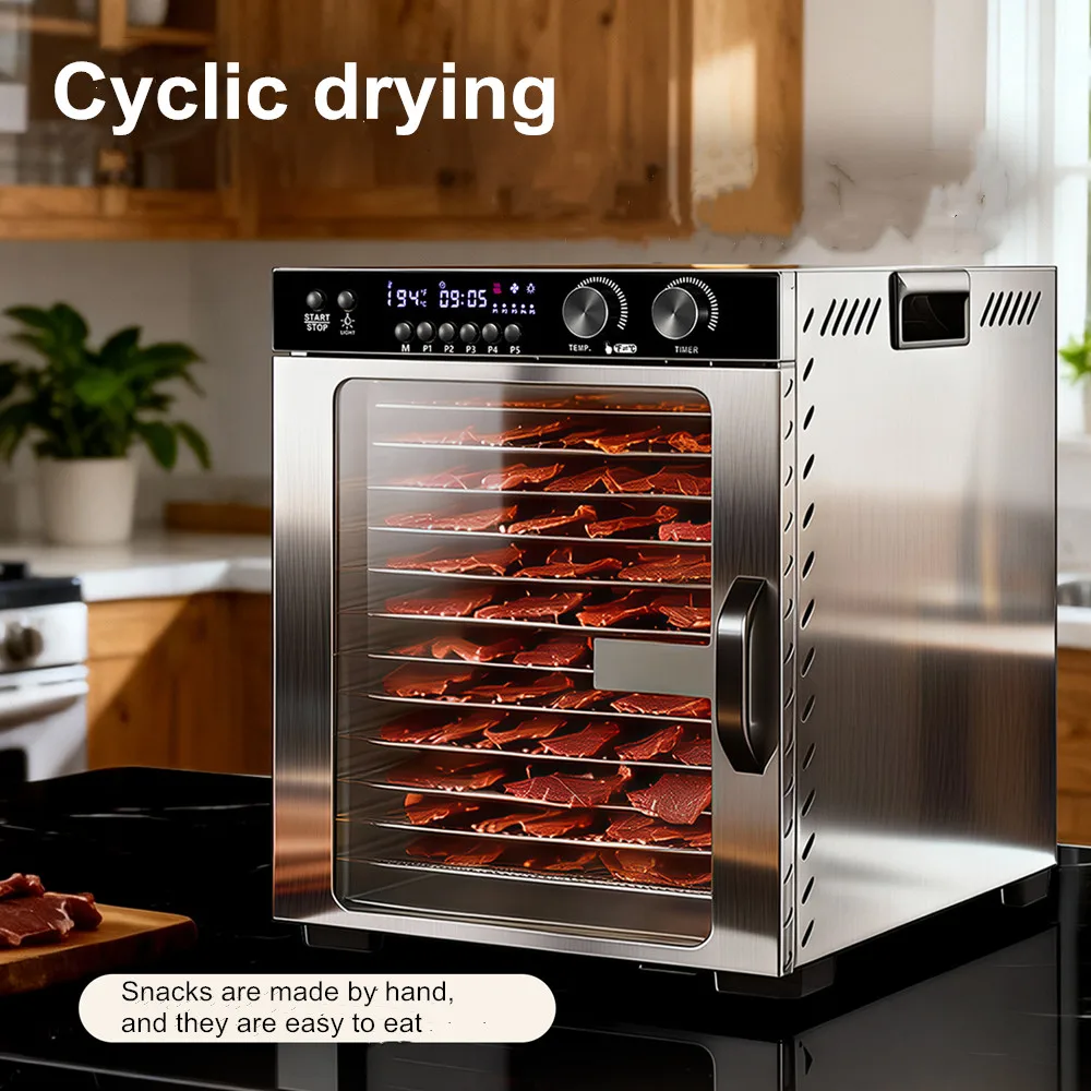 12-Tier Compact Food Dehydrator Multi-Purpose Dryer for Jerky, Fruits & Vegetables Home Use with Adjustable Timer  BPA-Free