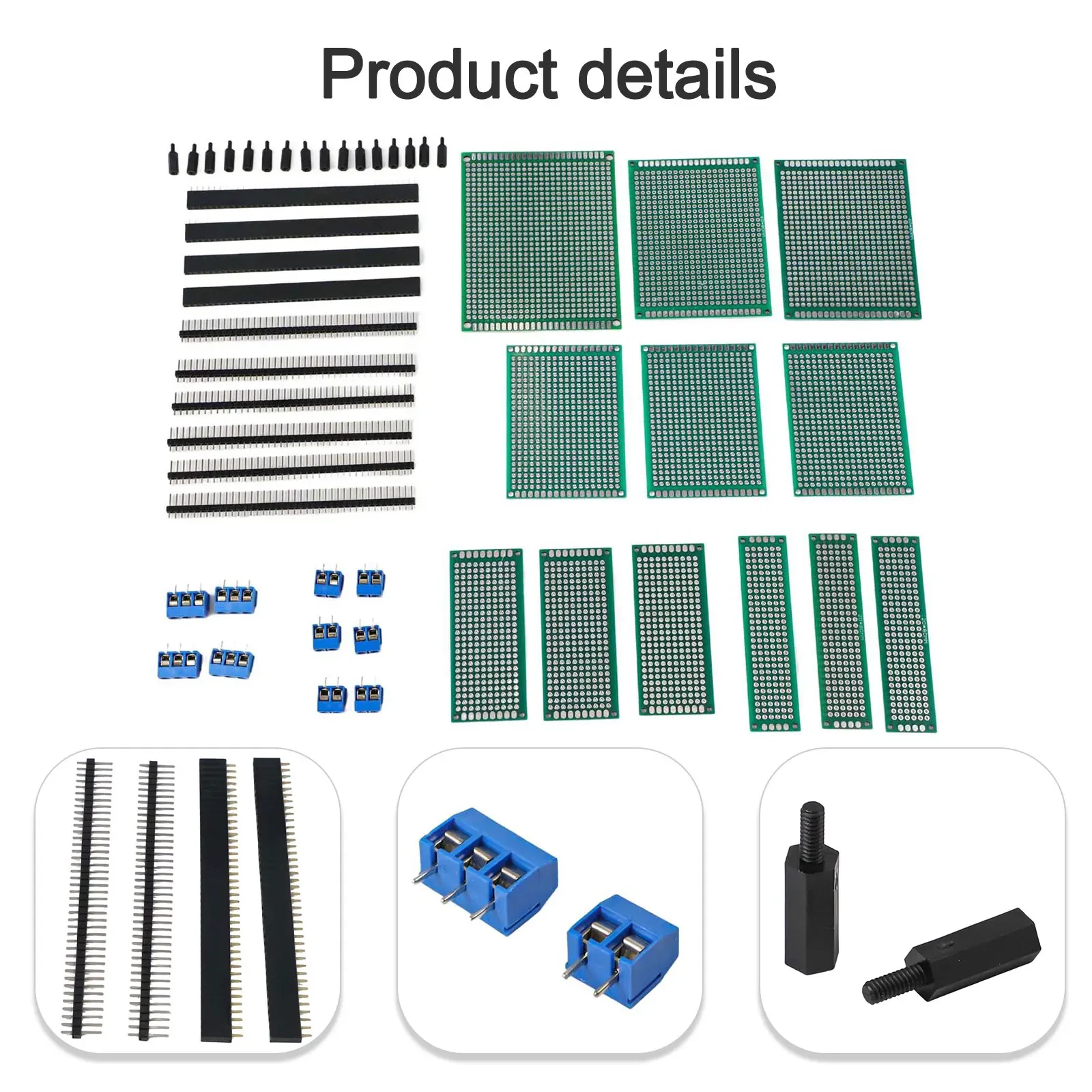 48P Double Sided PCB Board Set FR4 DIY Soldering Circuit Kit With Screw Terminals Pin Headers For Arduino Electronic Projects