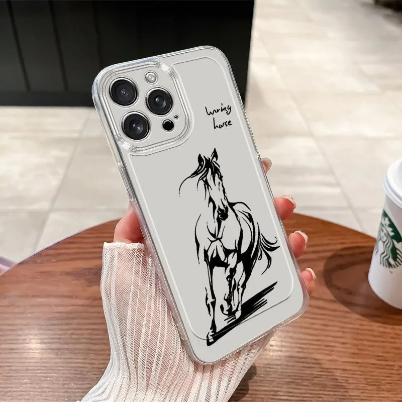 Simple Sketch Horse Case For Samsung A06 A04E A05S A04 A55 A54 A35 A14 A15 A15 A34 A24 A23 A21S A56 M55 M54 M23 M53 M33 Case