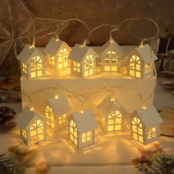 10led Led Licht Mini Houten Huis Model Kerst Boomhut Stijl Sprookjesachtig Licht Koord Bruiloft Nieuwjaar Kerstversiering