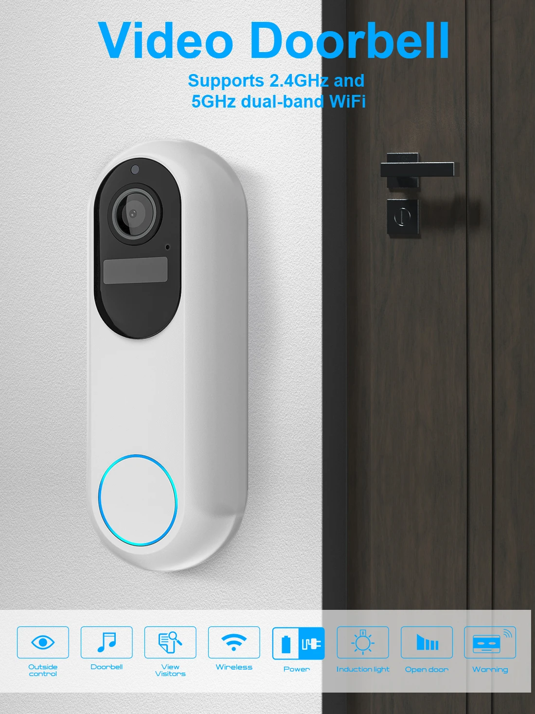 Tuya Smart Video Doorbell Waterproof Night Vision Home Security 1080P FHD Camera Digital Visual Intercom 2.4GHz 5GHz WIFI