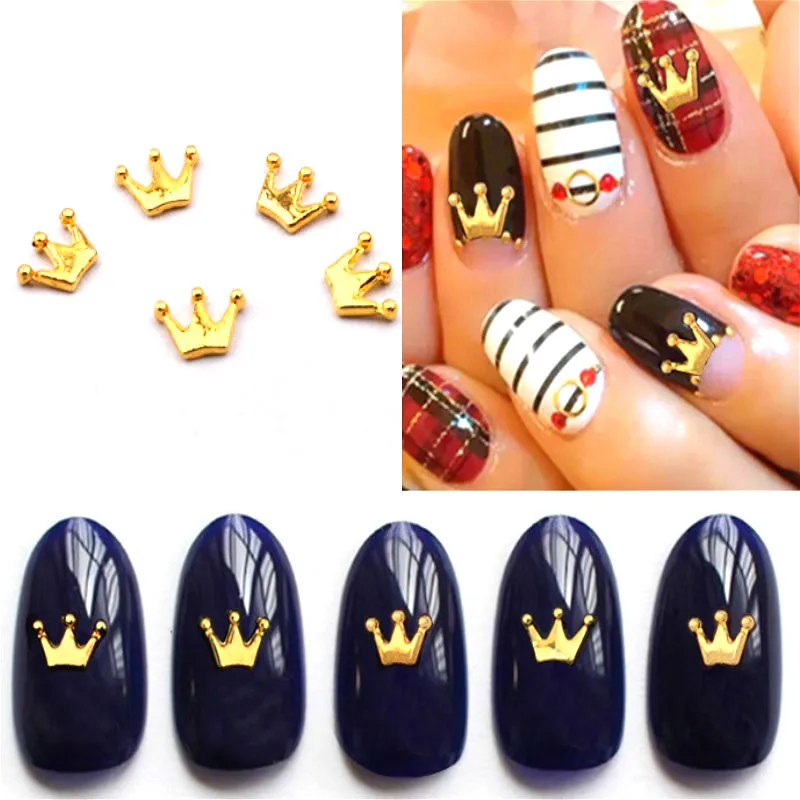 

40Pcs Gold Nail Art Crown Charms Nail Jewelry Manicure Metal Decorations 3d Bling Studs Cute Alloy Nailart Supplies Lot