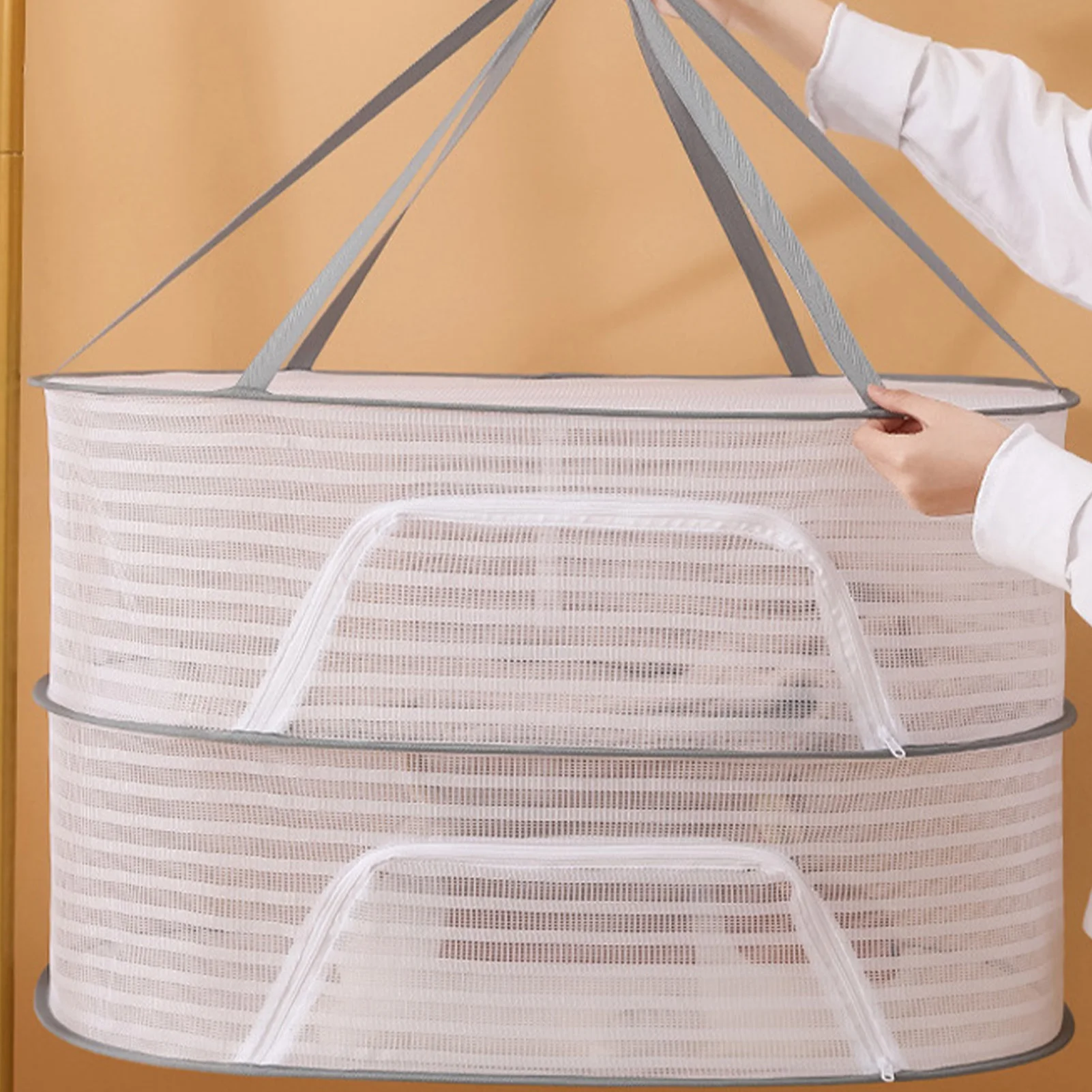 Hanging Basket Three Tier Drying Rack Clothing Collapsible Laundry Basket Drying Rack 1/2/3 Layer Design Mesh Dryer