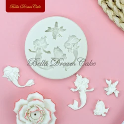 3D Mini Cartoon Mermaid Design Silicone Mold Fondant Chocolate Mould DIY Clay Model Cake Decorating Tools Baking Accessories