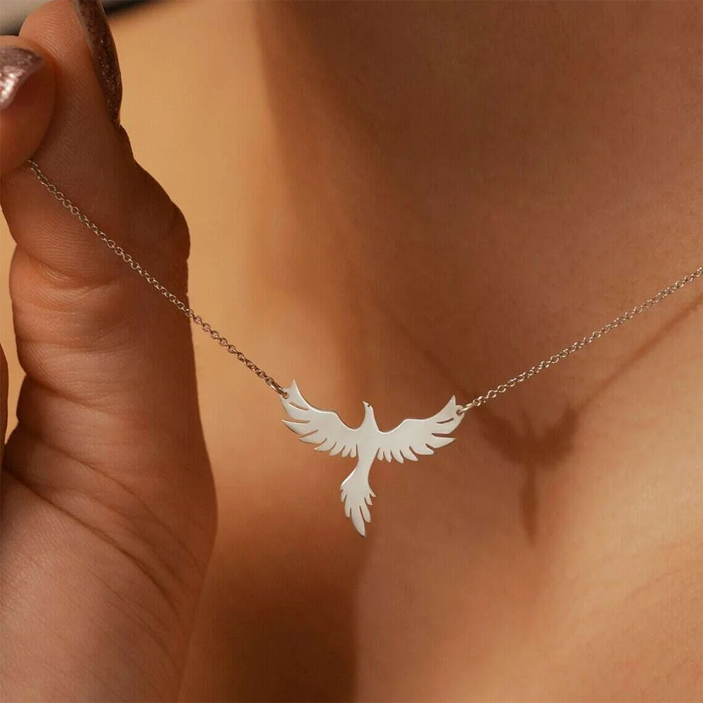 DGIDDK Rising Phoenix Pendant Necklace Stainless Steel Women's Fine Fine Chain Phoenix Firebird Necklace For Women Jewelry
