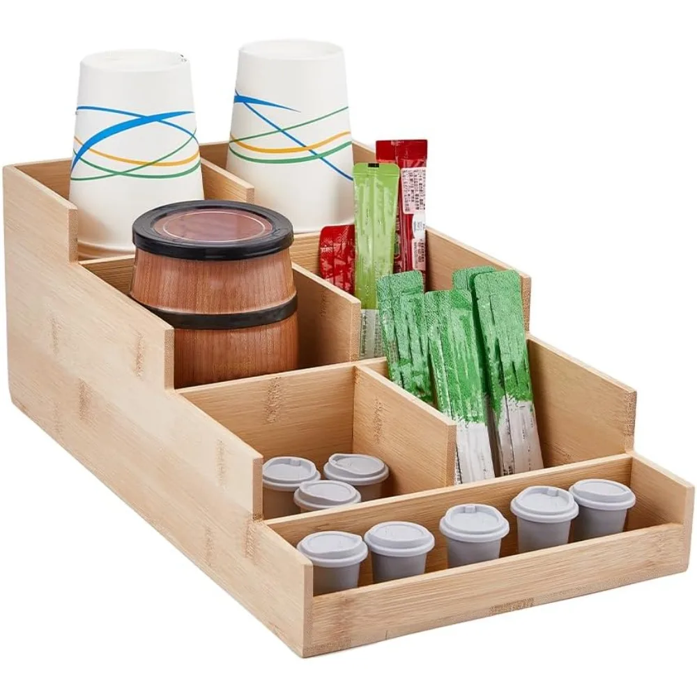 

Органайзер для кофейной станции, бамбуковый держатель для капсул для кофе, органайзер для приправ, аксессуар для чайного бара, Caddy, держатель для офисного бара, аксессуары