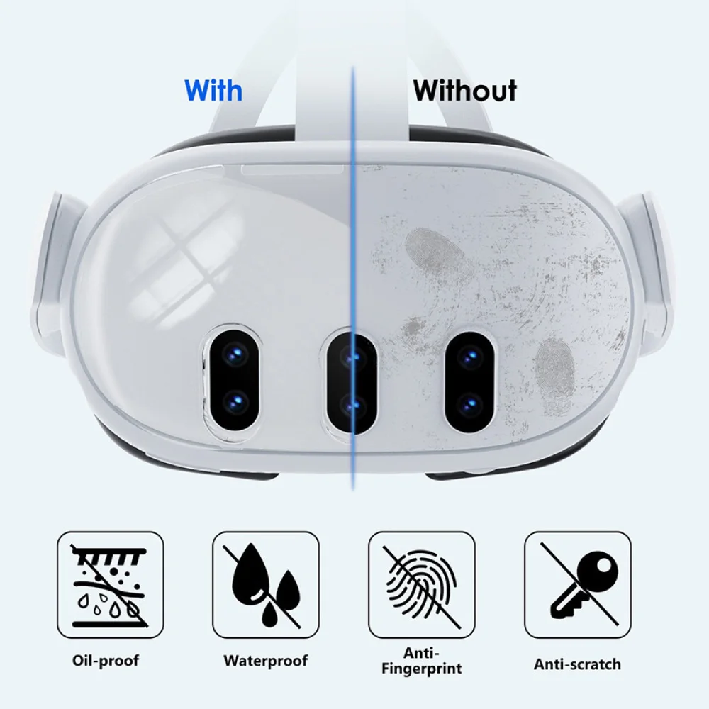 VR แว่นตาชุดป้องกันกระจกนิรภัยฟิล์มฝาครอบเลนส์ + VR Grip Rocker Cap + คริสตัล + Face Pad Combo อุปกรณ์เสริมสําหรับ Quest 3