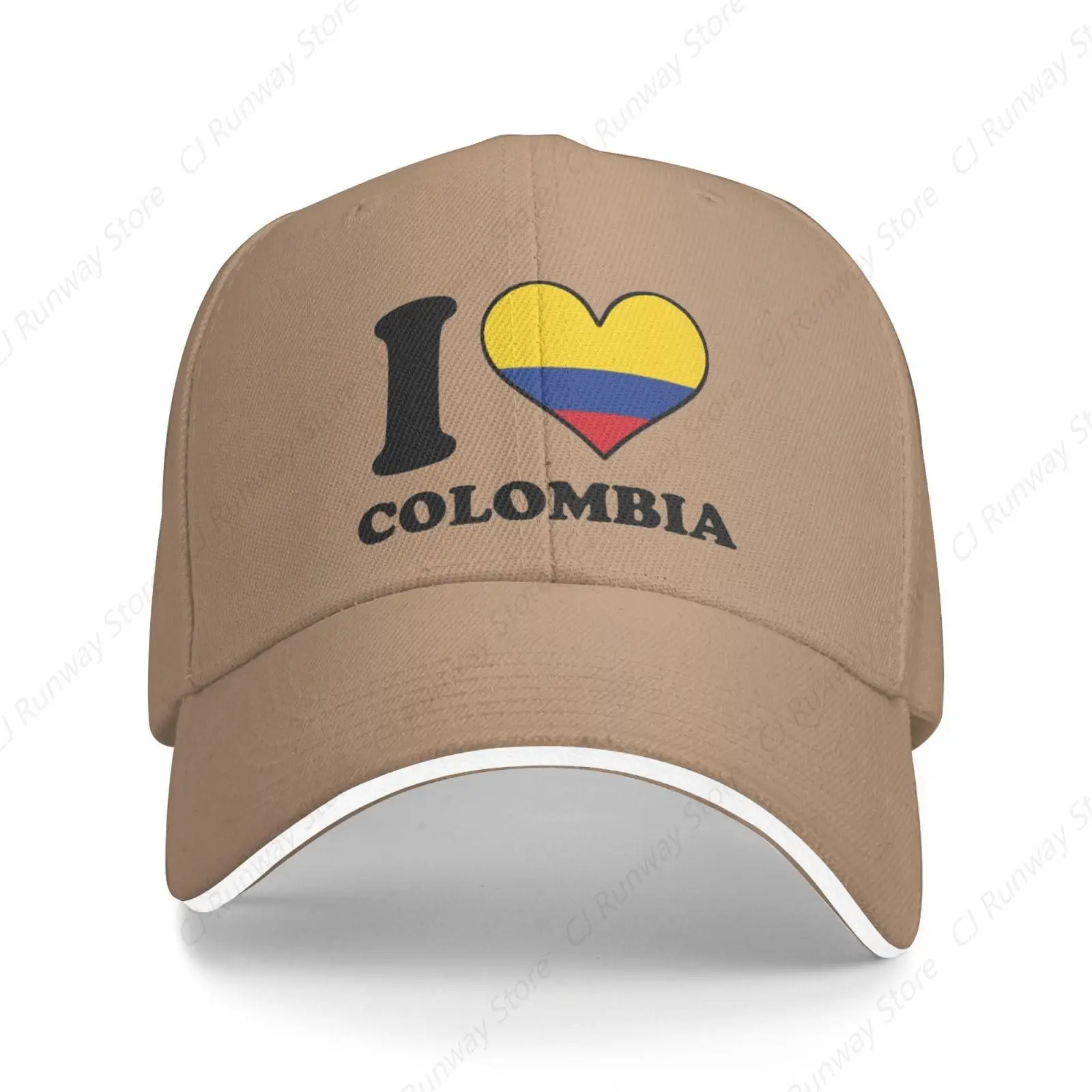 Funny-I-Love-Colombia-Colombian-Flag-Heart-Gifts Vintage Distressed Baseball Cap Dad Golf Hat for Men Women