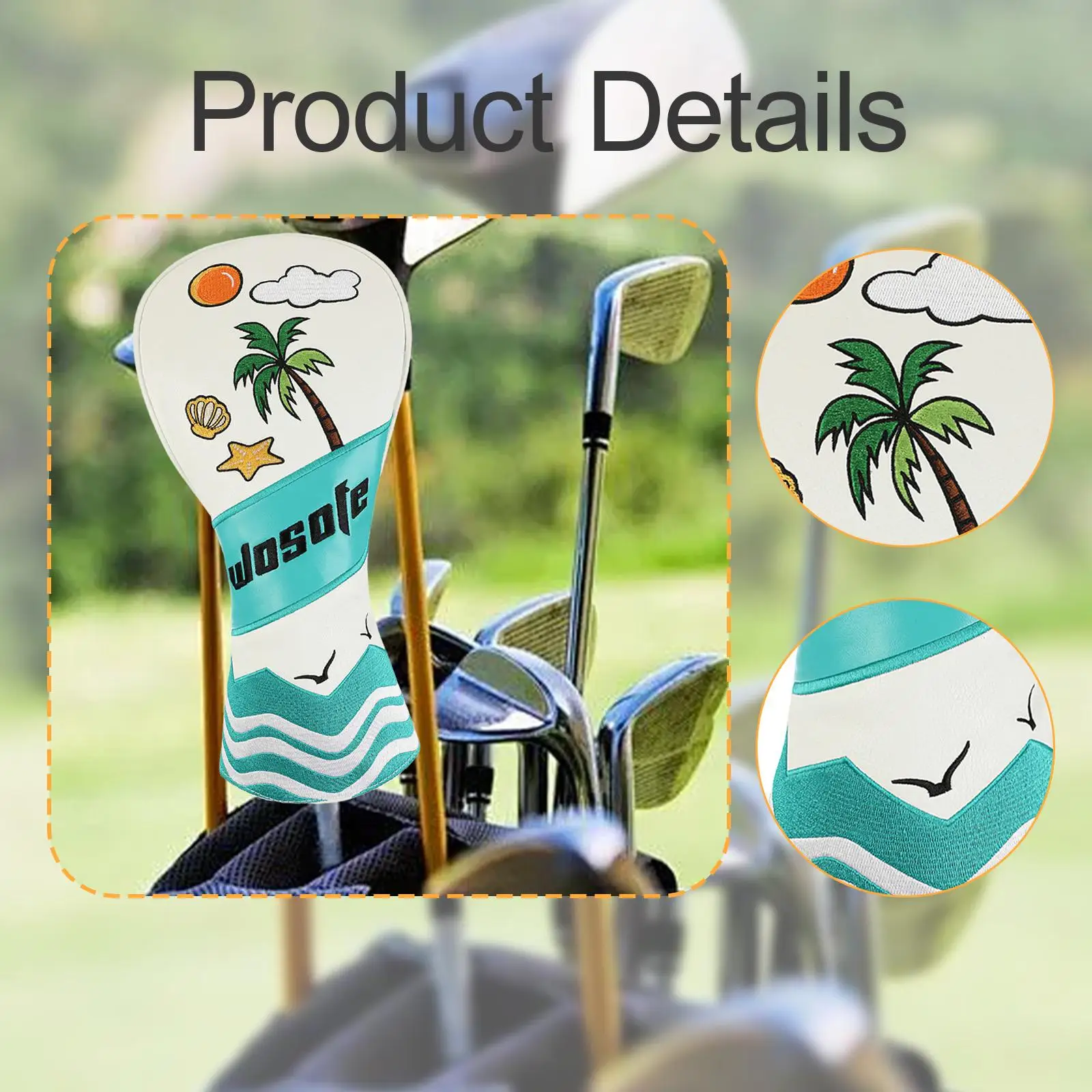 Pokrowiec na główkę kija golfowego, ochronny, PU, stylowy, odporny na zarysowania, uniwersalny, przenośny, łatwy do zakładania i odkładania, ochraniacz na główkę kija golfowego.