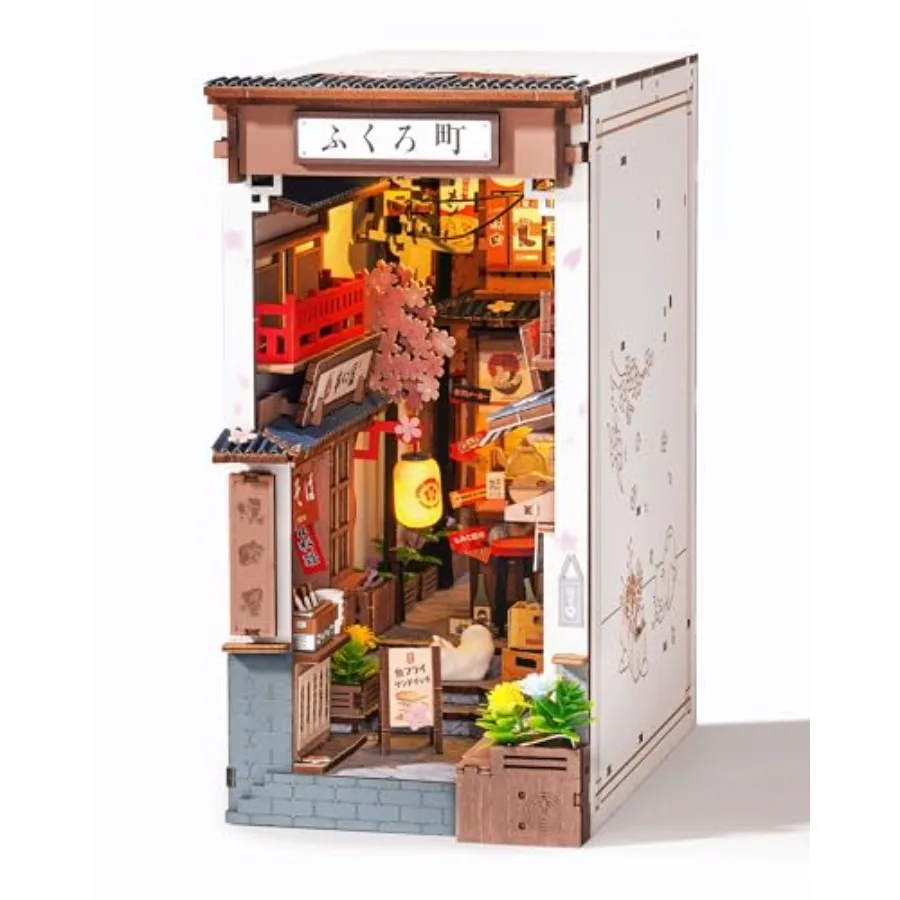

Book Nook Kit Sakura Wine Alley, 3D Wooden Puzzle Booknook for Bookshelf Decor, Japanese-Inspired Sakura Theme Creative DIY Min
