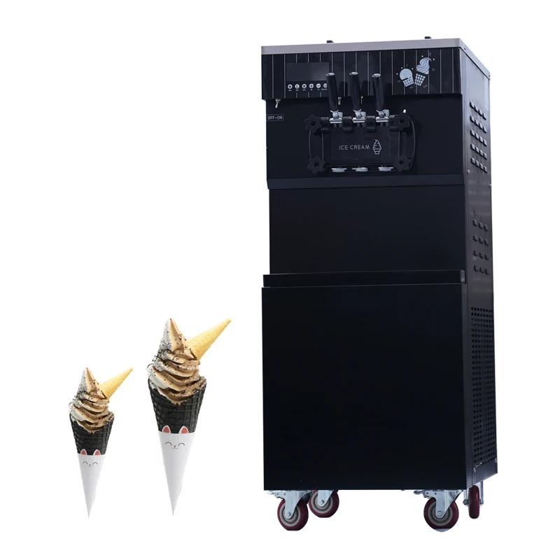 for Commercial Three Flavor Ice Cream Machine 1800W Black Ice Cream Machines Prices