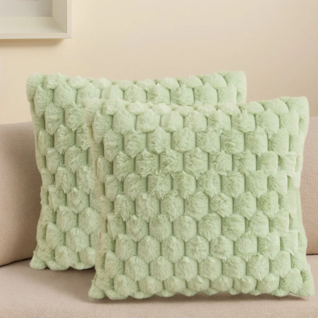 2er-Pack Künstliche Plüsch-Fellkissenbezüge, Luxuriöse Dekorative Kissenhüllen für Sofa, Wohnzimmer und Autoinnenraum (Ohne Kissenfüllung) – Detail 9