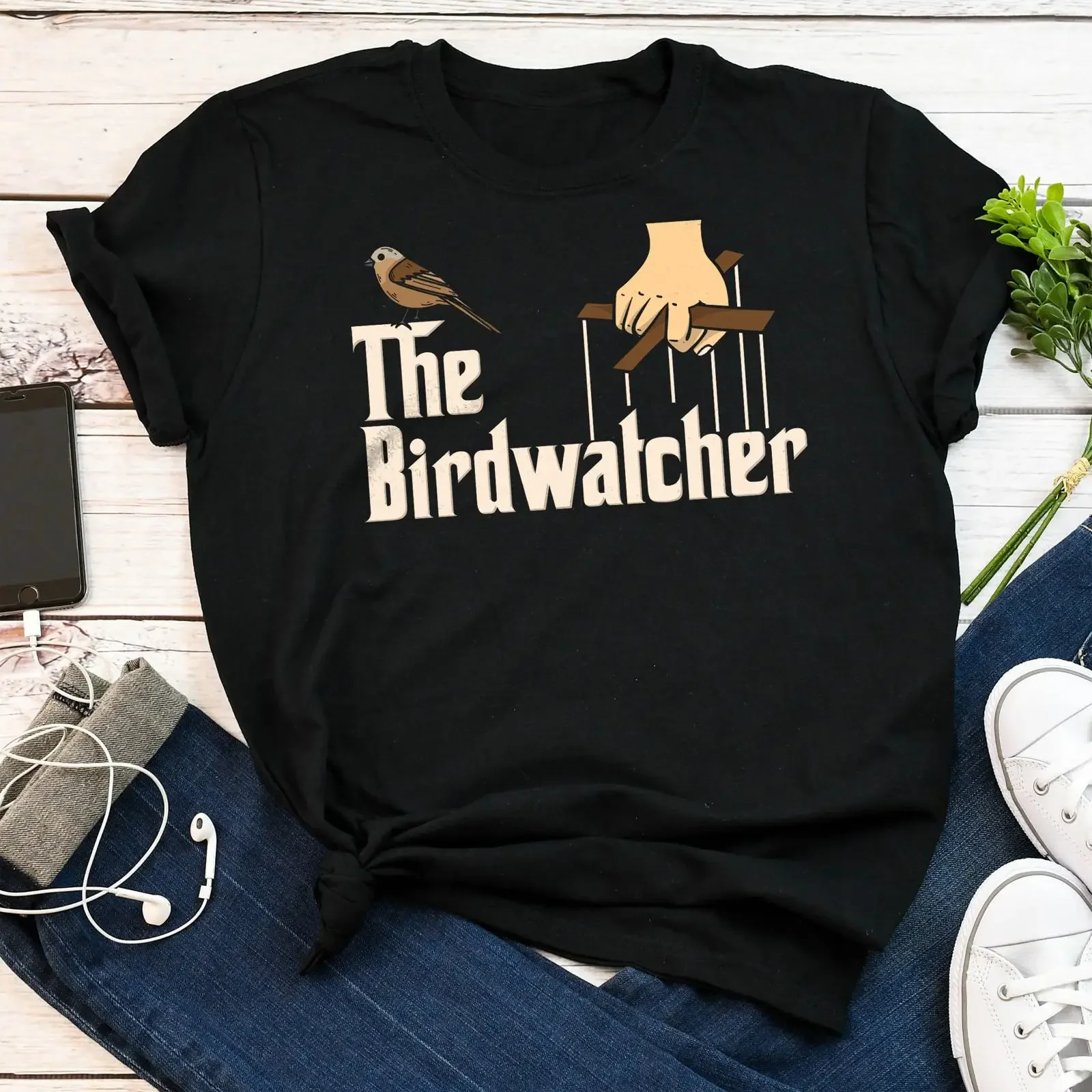 The Birdwatcher Funny T Shirt Bird Lover Birding Twitcher Ornithologist Watching Casual vintage Washed Soft Stretched