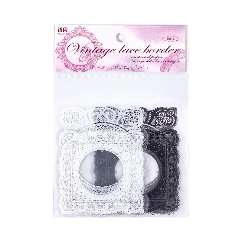 10PCS LaceRevival Romance Series Decorative Sticker Pack Retro Frame Scrapbooking Material Label Diary Junk Journal Planner
