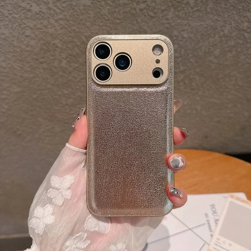 Luxuriöse Retro-Hülle mit Litchi-Leder-Textur für iPhone 17 Air 16 15 14 Plus 13 16E Stoßfeste Matte Abdeckung – Detail 10