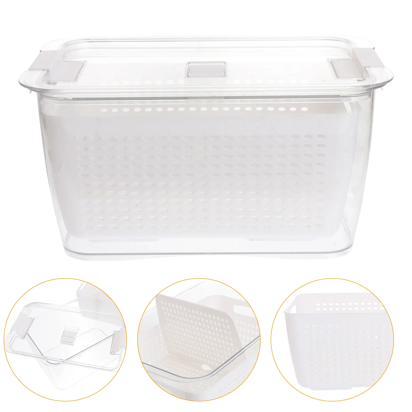 

1pc Large Layer Drainer Basket Drainage Storage Transparent Container Vegetable Fruit Double-Layer Drainer Washing Kitchen
