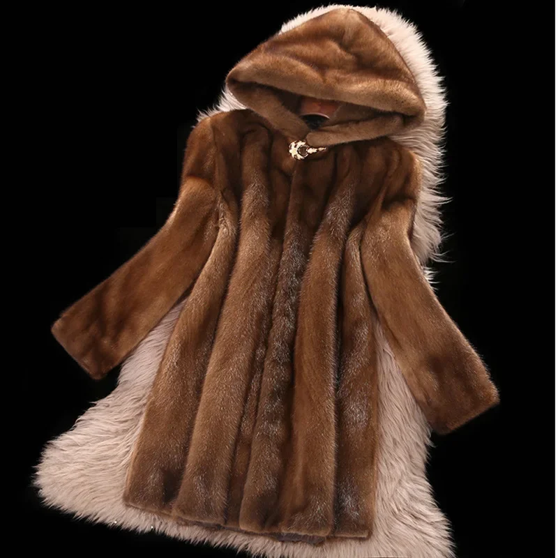 Cappotto lungo in pelliccia sintetica con cappuccio Donna Autunno Inverno Giacca grande Cappotto Colletto rovesciato Cappotto spesso Giacche calde Cappotti maxi