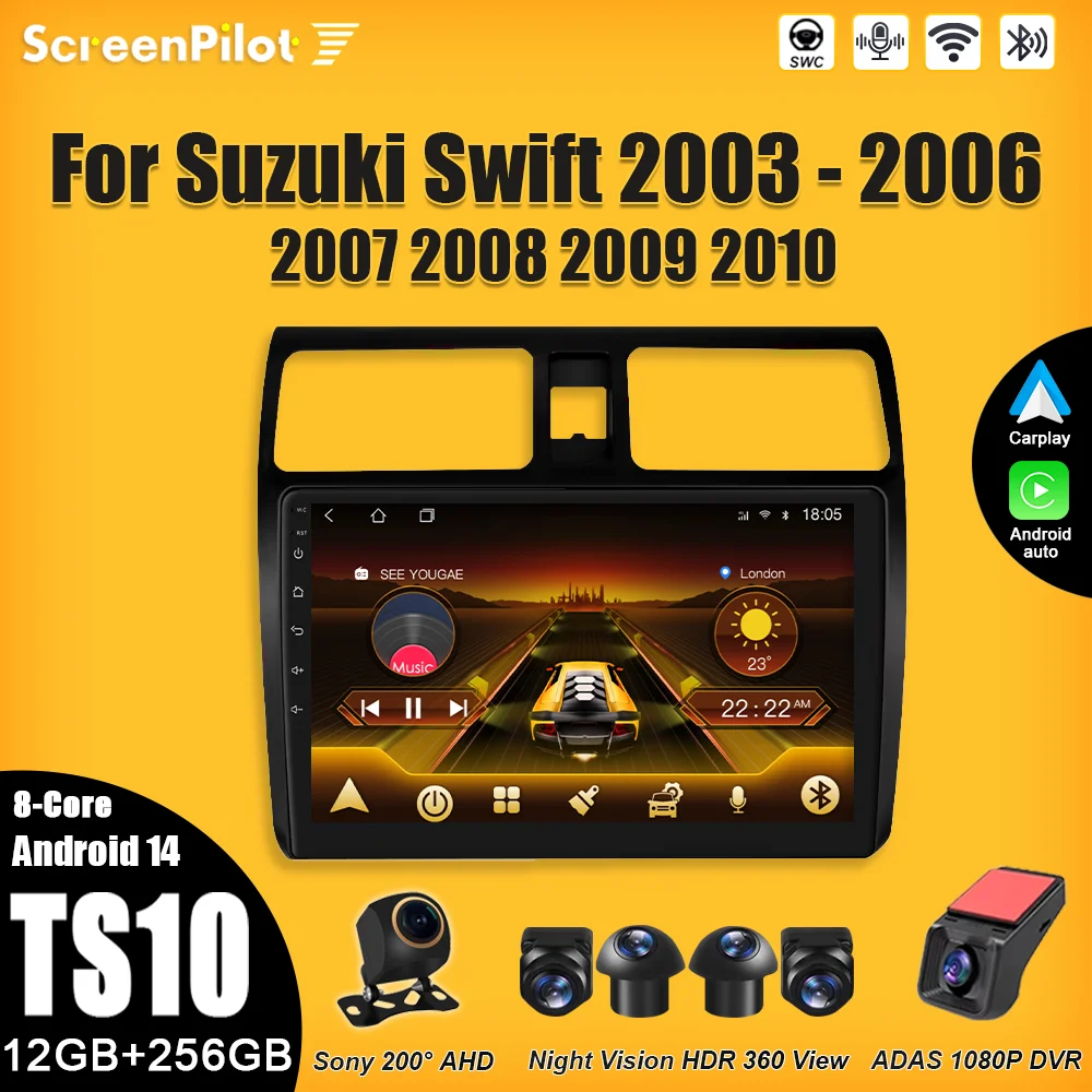 

Android 15 For Suzuki Swift 2003 - 2006 2007 2008 2009 2010 Multimedia Video Player Carplay Touch Screen RDS 8 Core 5G Wifi DSP