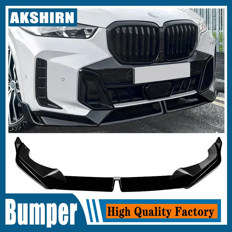 Front Bumper Spoiler Lip For BMW X5 G05 LCI M Sport 2023-2024 Carbon Fiber Look/Gloss Black Lower Splitter Protector Blade Kit