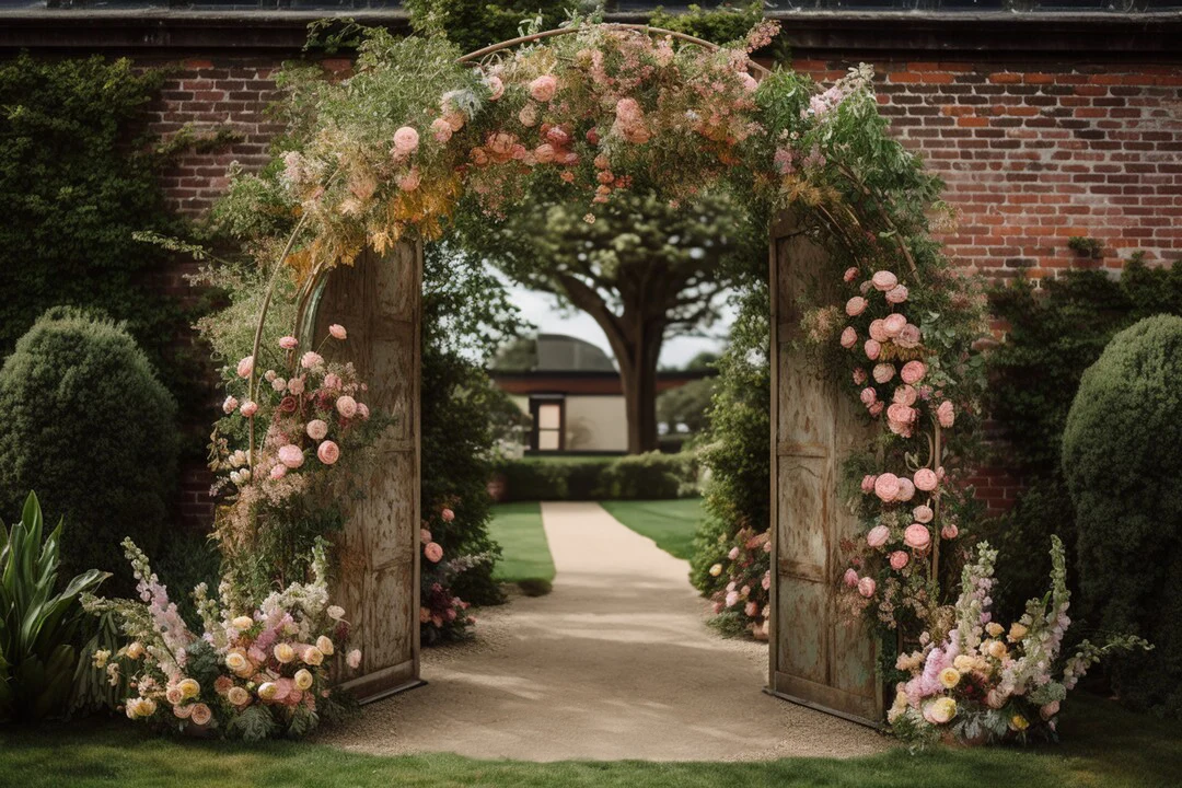 Johnson Floral Arch Door Flower garland Garden backdrops High quality computer print wedding Photography Studio Backgrounds