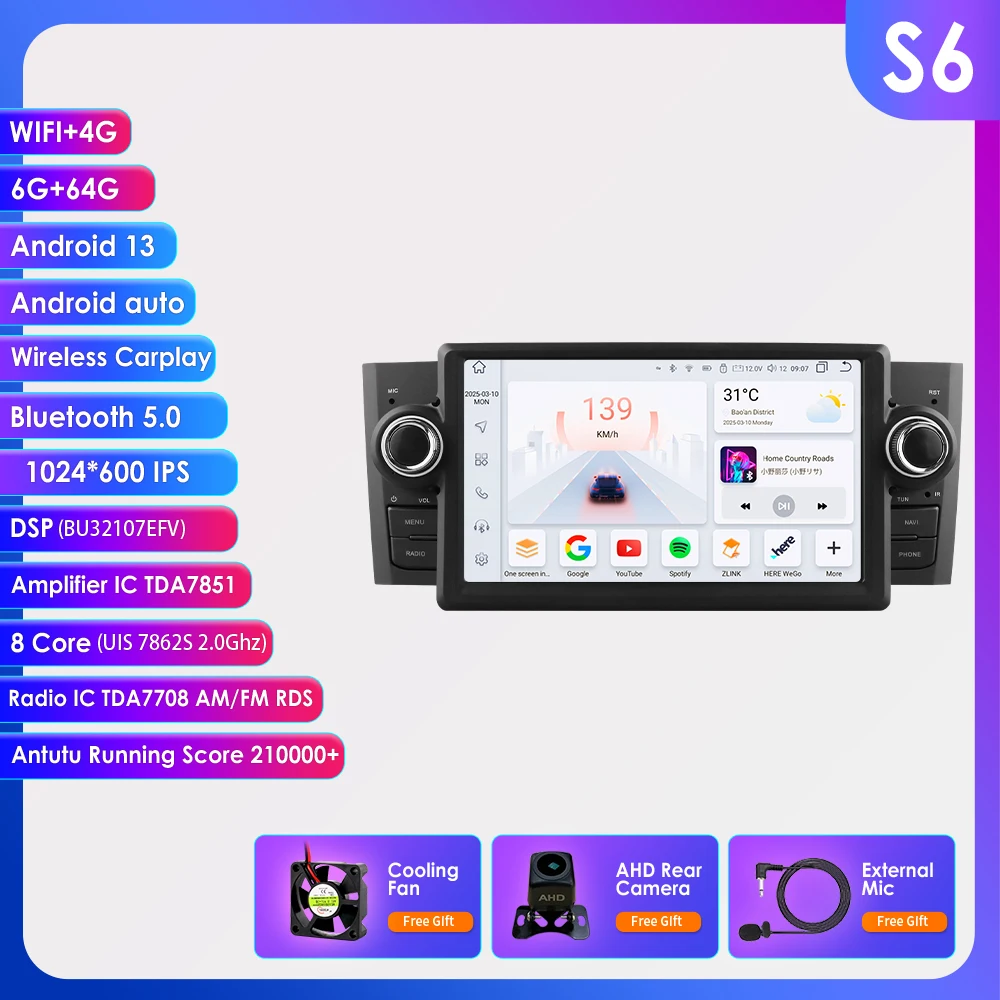 Hizpo Octa Core 7862 Autoradio Voor FIAT Grande Punto Linea 2007-2012 Multimedia Navigatie Stereo Intelligent Systeem GPS Carplay