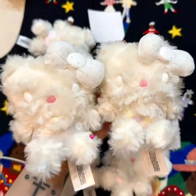 

Sanrio American Version white curly fur Hello Kitty Pendant Cartoon Kt Cat plush doll Schoolbag Snow kitty toys Backpack Charm