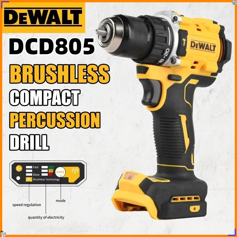 

Аккумуляторная ударная дрель DEWALT DCD805 с бесщеточным двигателем, компактная, многофункциональная, литий-ионная.