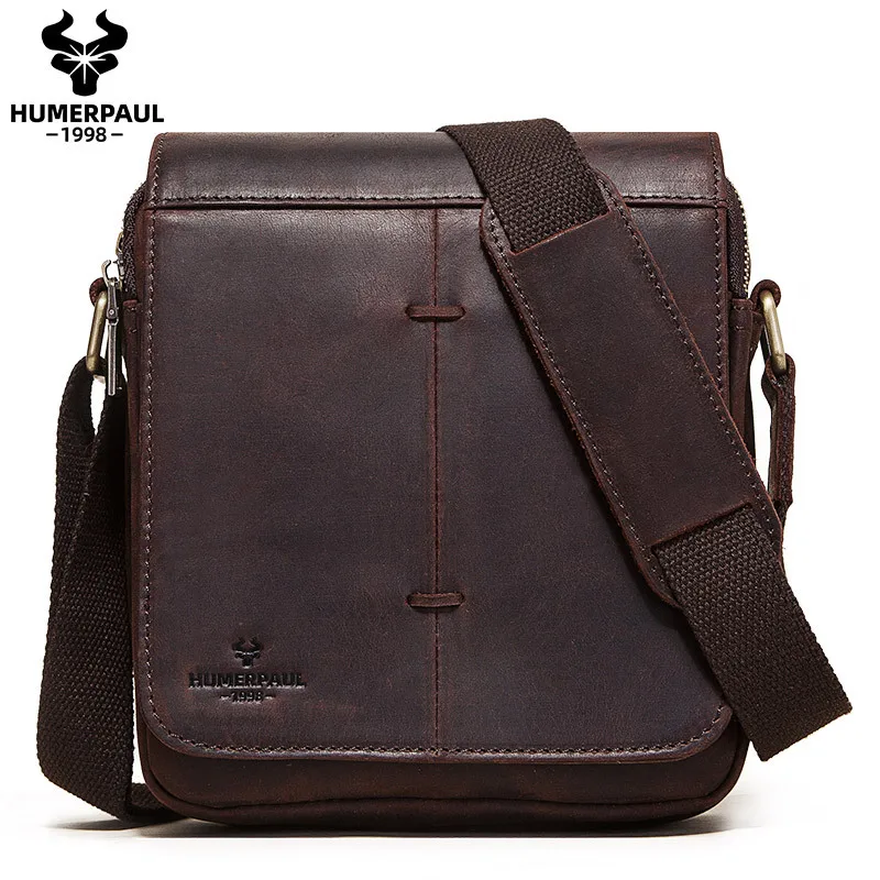 

Men's Crazy Horse Leather Shoulder Bag Flap Large Capacity Crossbody Messenger Bag Fashion Top Quality Sling Tote Bag