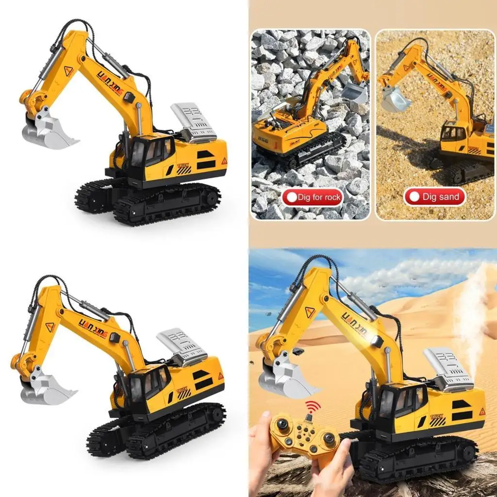 

Remote Control Excavator Toy11 Channel Remote Control Constructive Vehicles Hydraulic Haulers Digger Toy for Kids Boys A2UB
